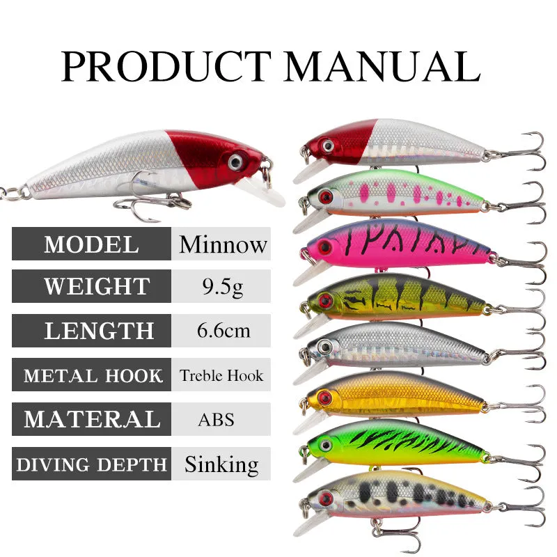 2pcs Lure Mino Five Mesh Submerged Tossing Type Snakehead Fishing Gear 6.6cm9.5g