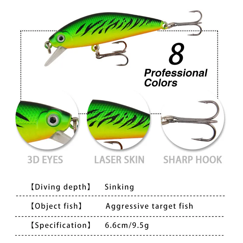 2pcs Lure Mino Five Mesh Submerged Tossing Type Snakehead Fishing Gear 6.6cm9.5g