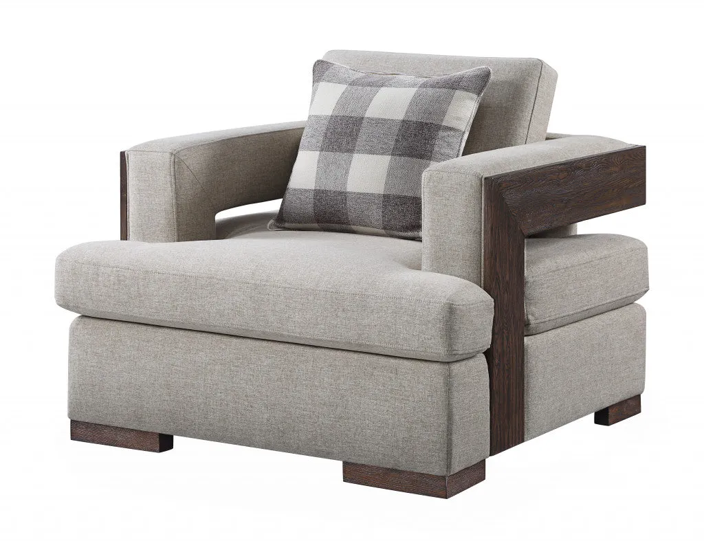 40" Light Gray Fabric And Walnut Arm Chair By Homeroots