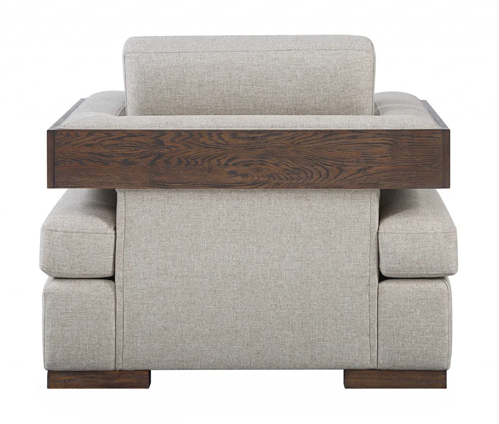 40" Light Gray Fabric And Walnut Arm Chair By Homeroots