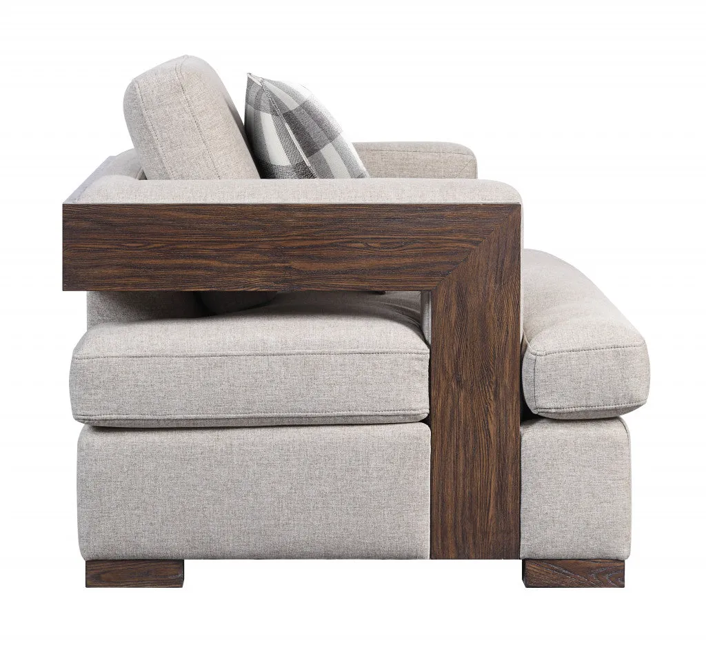40" Light Gray Fabric And Walnut Arm Chair By Homeroots