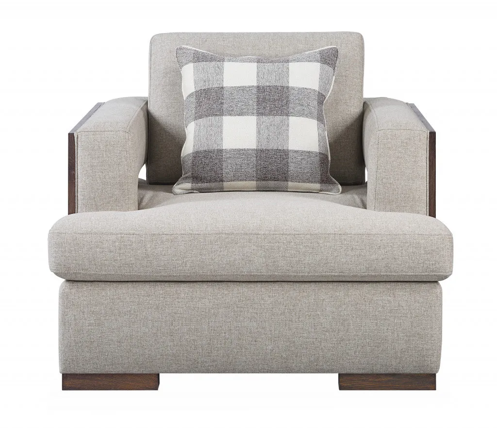40" Light Gray Fabric And Walnut Arm Chair By Homeroots