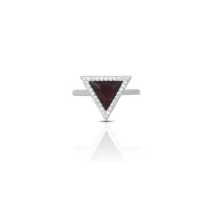 925 Silver Triangular Red Stone Ring for Her