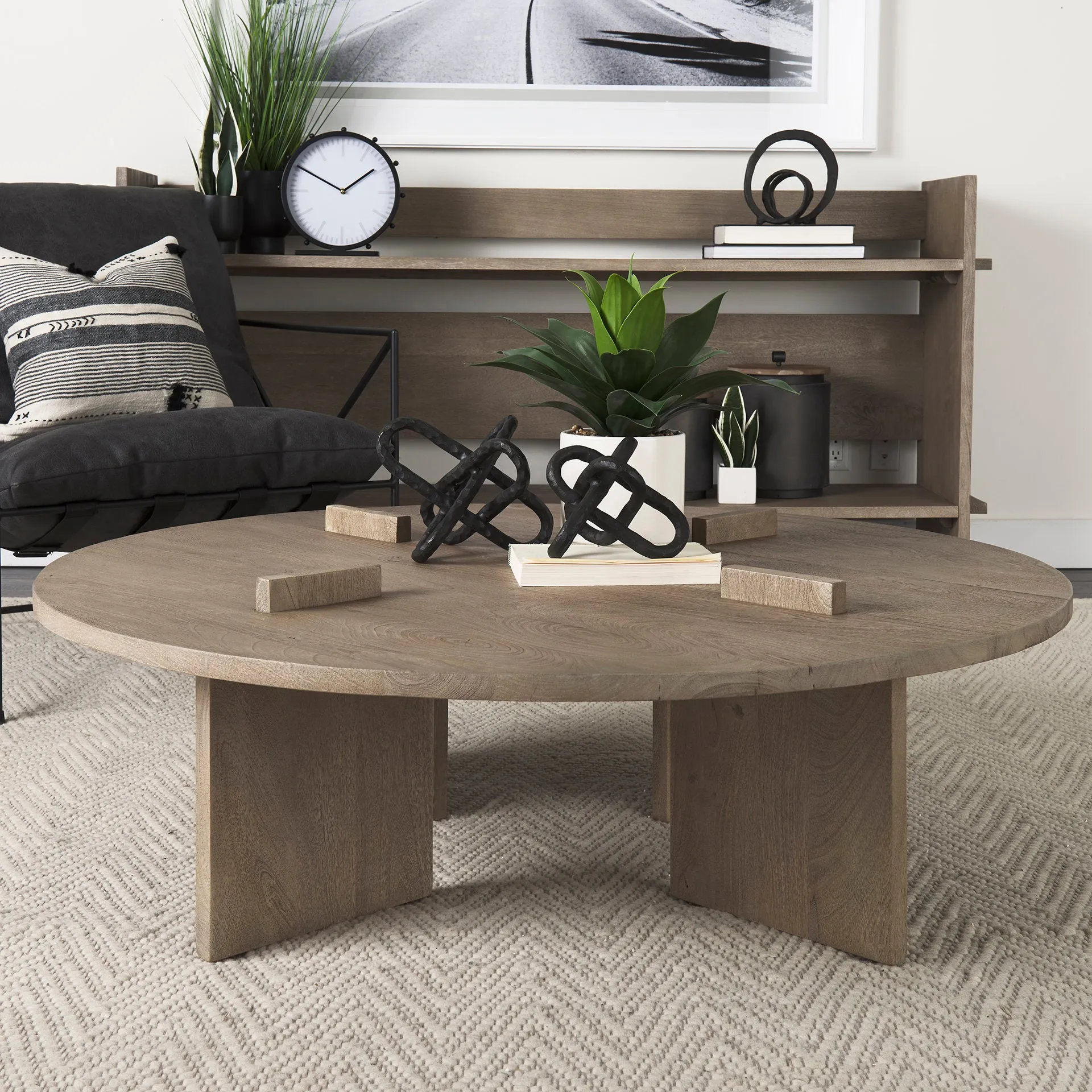 Aida Contemporary Coffee Table - Unique Mango Wood Design with Sturdy Legs for Modern Living Spaces