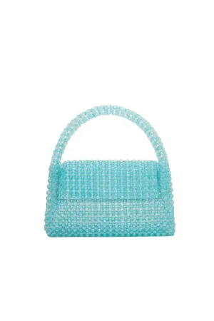 Aqua Sherry Lime Beaded Top Handle Bag
