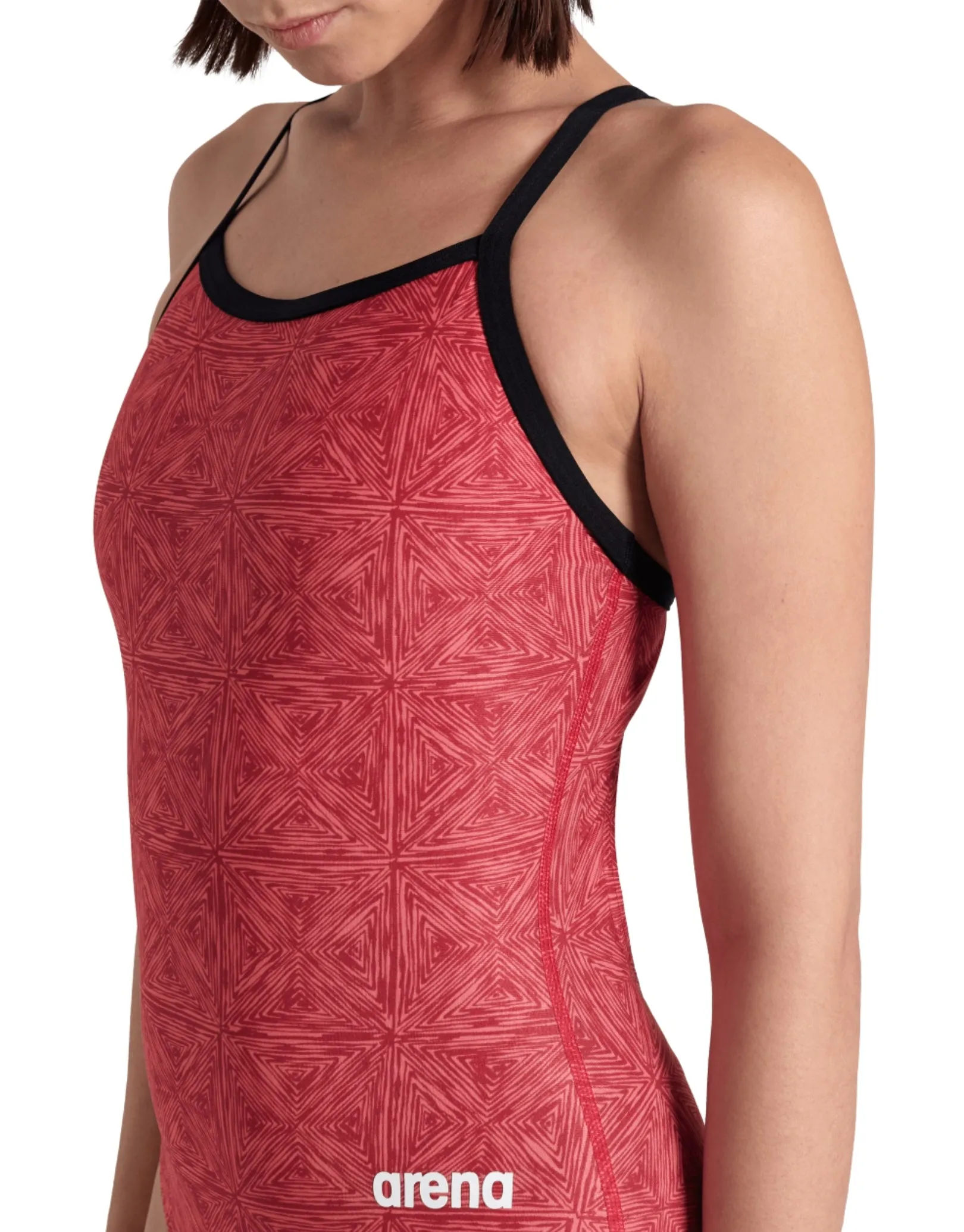Arena Abstract Tiles Lightdrop Back Swimsuit - Red