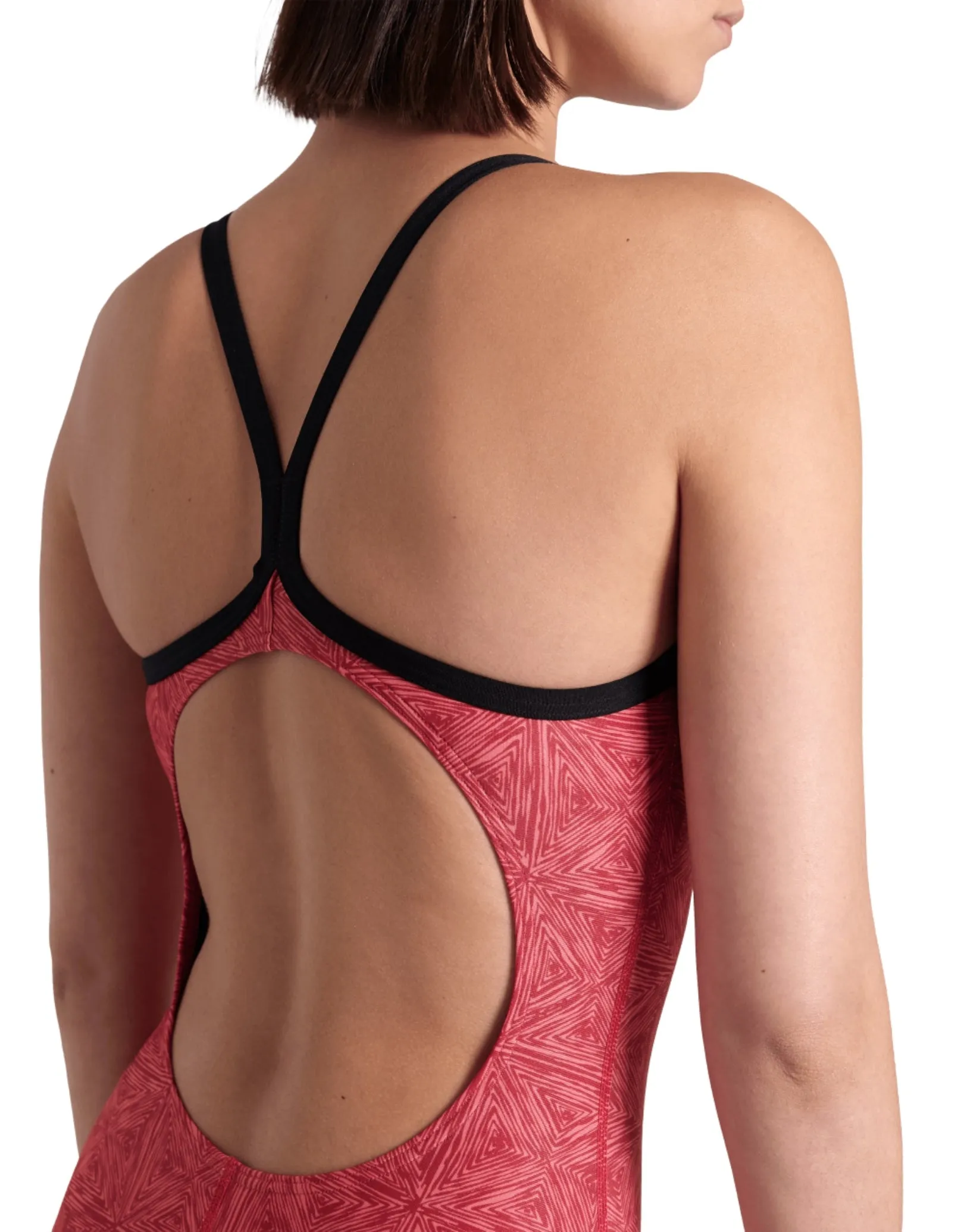 Arena Abstract Tiles Lightdrop Back Swimsuit - Red