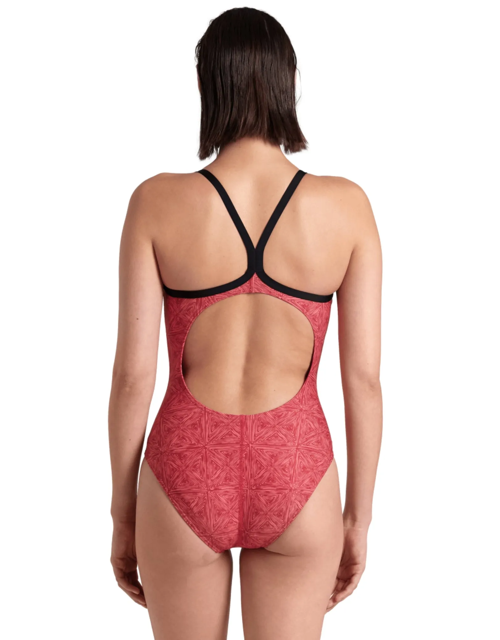 Arena Abstract Tiles Lightdrop Back Swimsuit - Red