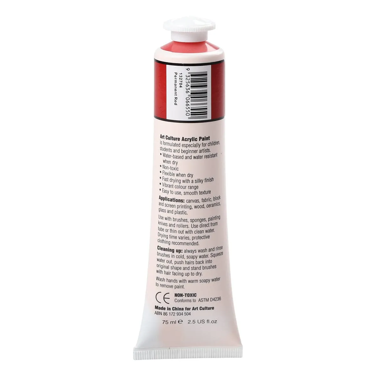 Art Culture Acrylic Paint Permanent Red 75ml