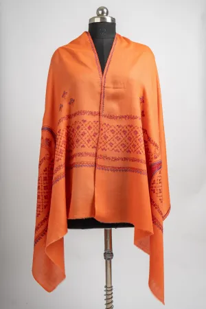 Autumn Ember Hand Embroidered Merino Wool Sozni Scarf