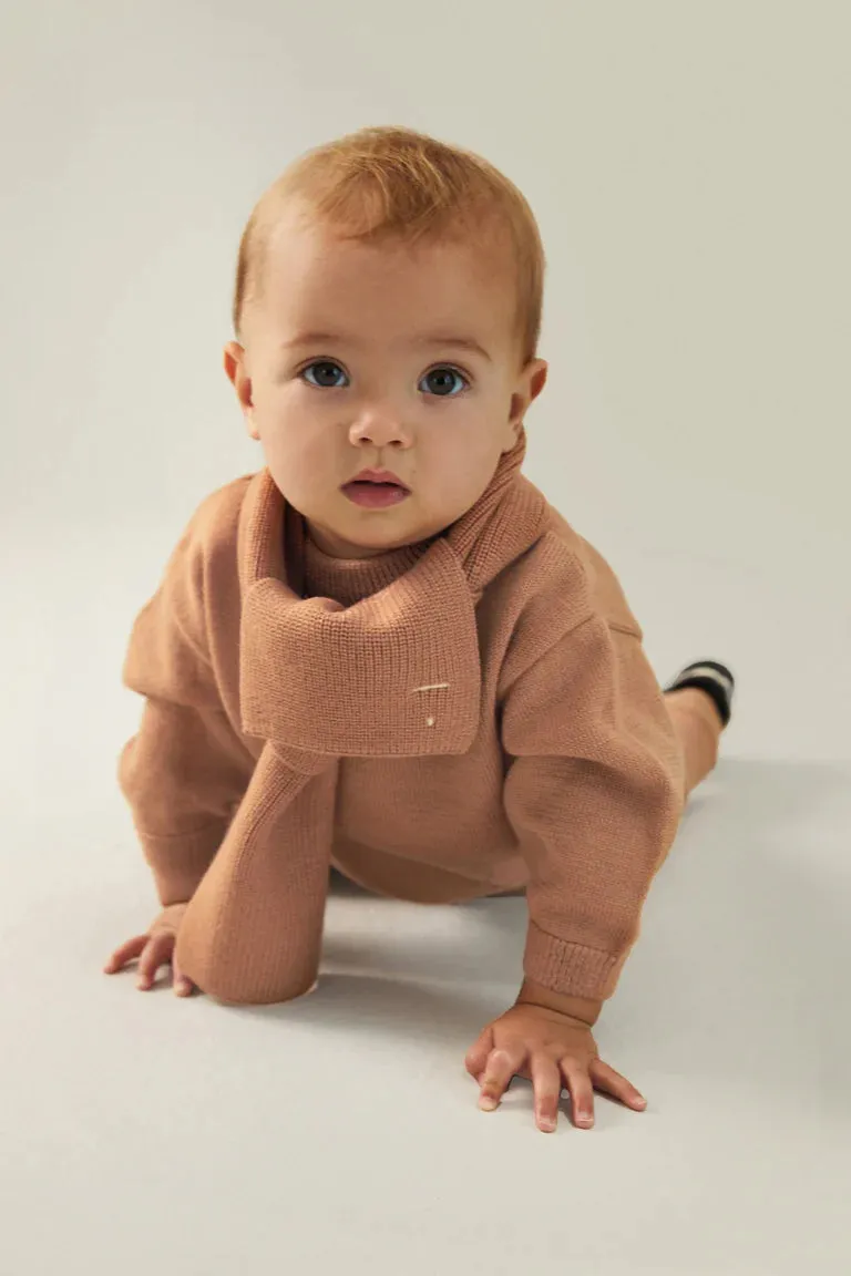 Baby Knitted Scarf, Biscuit