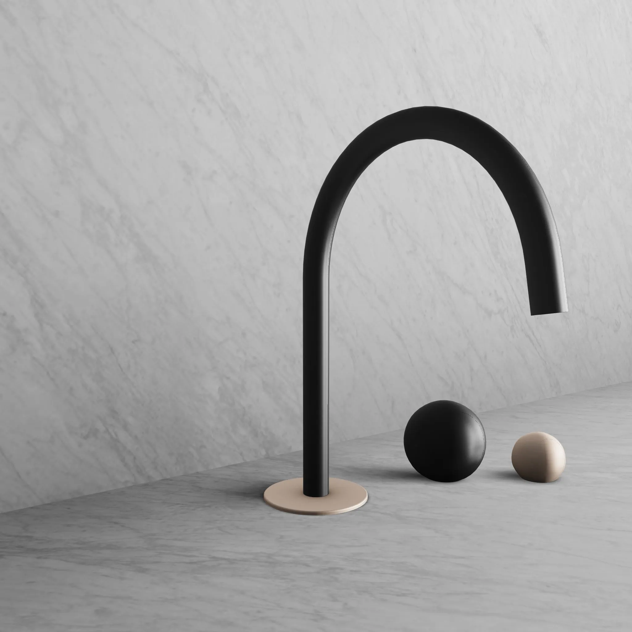 BARiL B35-8100-00L-KH-120 Wall-Mounted Lavatory Faucet Spout With Deck Mounted Handles