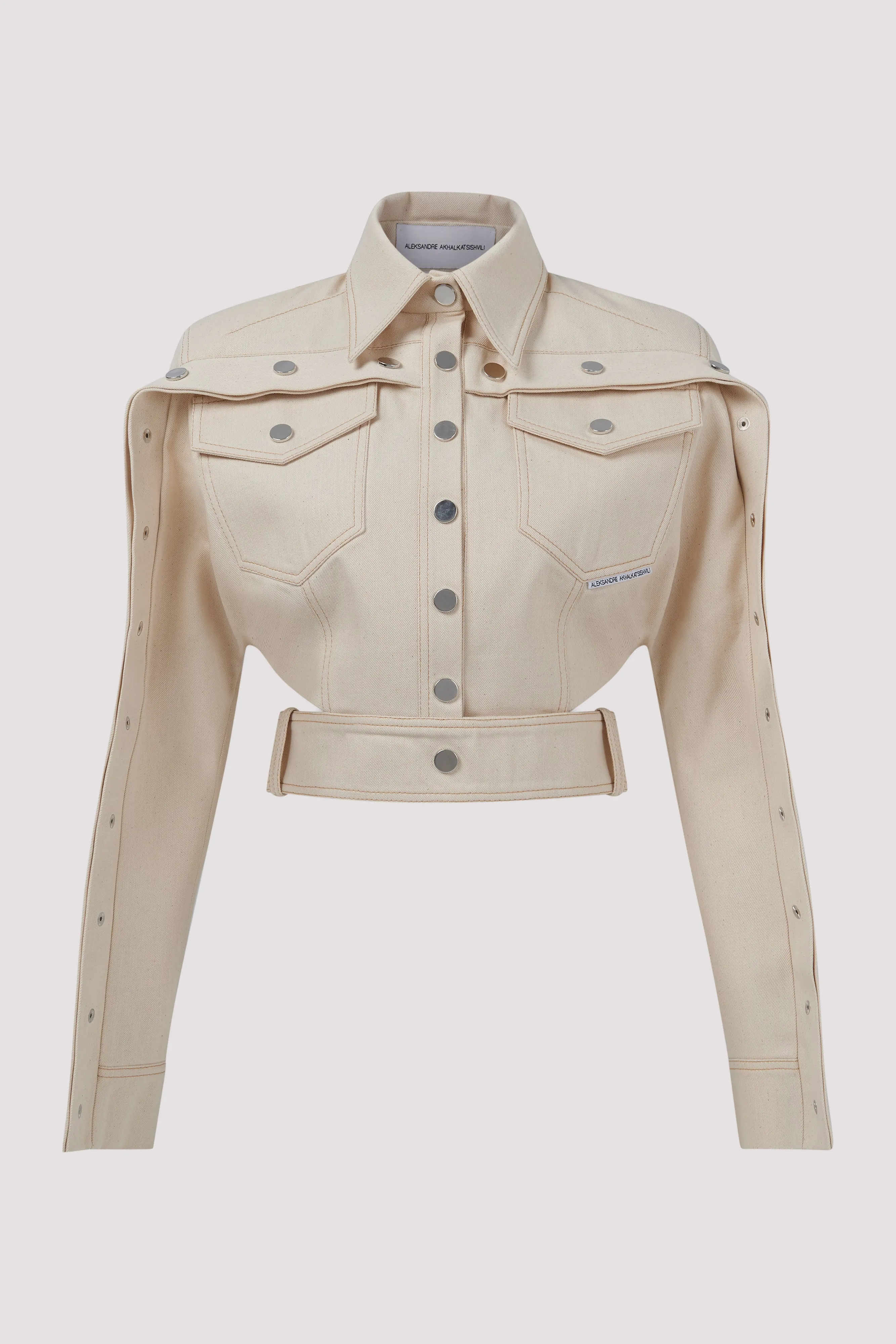 Beige Buttoned Denim Jacket