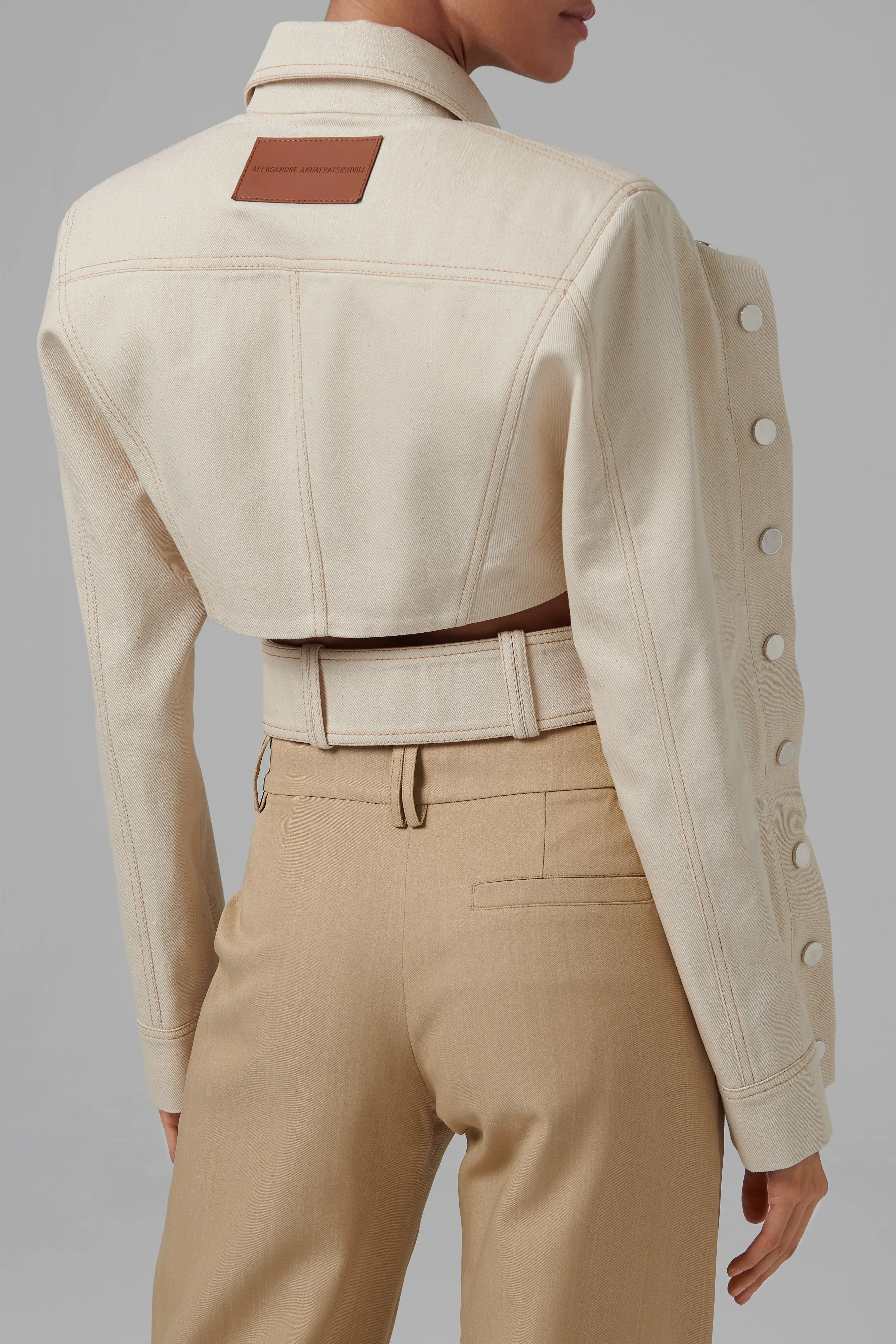 Beige Buttoned Denim Jacket