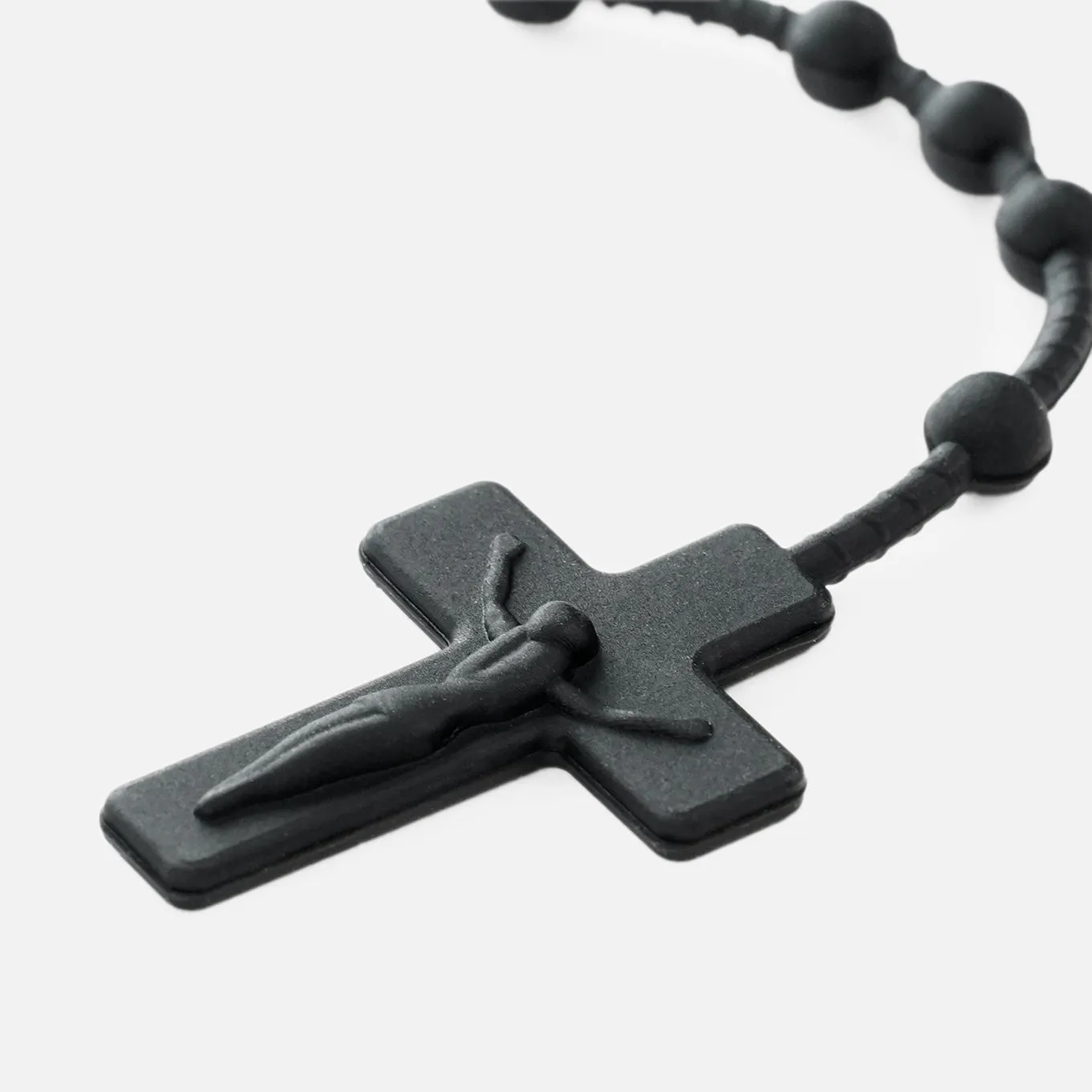Black Rosary Cross Silicone Necklace