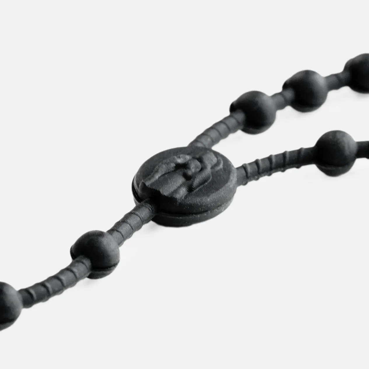 Black Rosary Cross Silicone Necklace