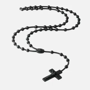 Black Rosary Cross Silicone Necklace