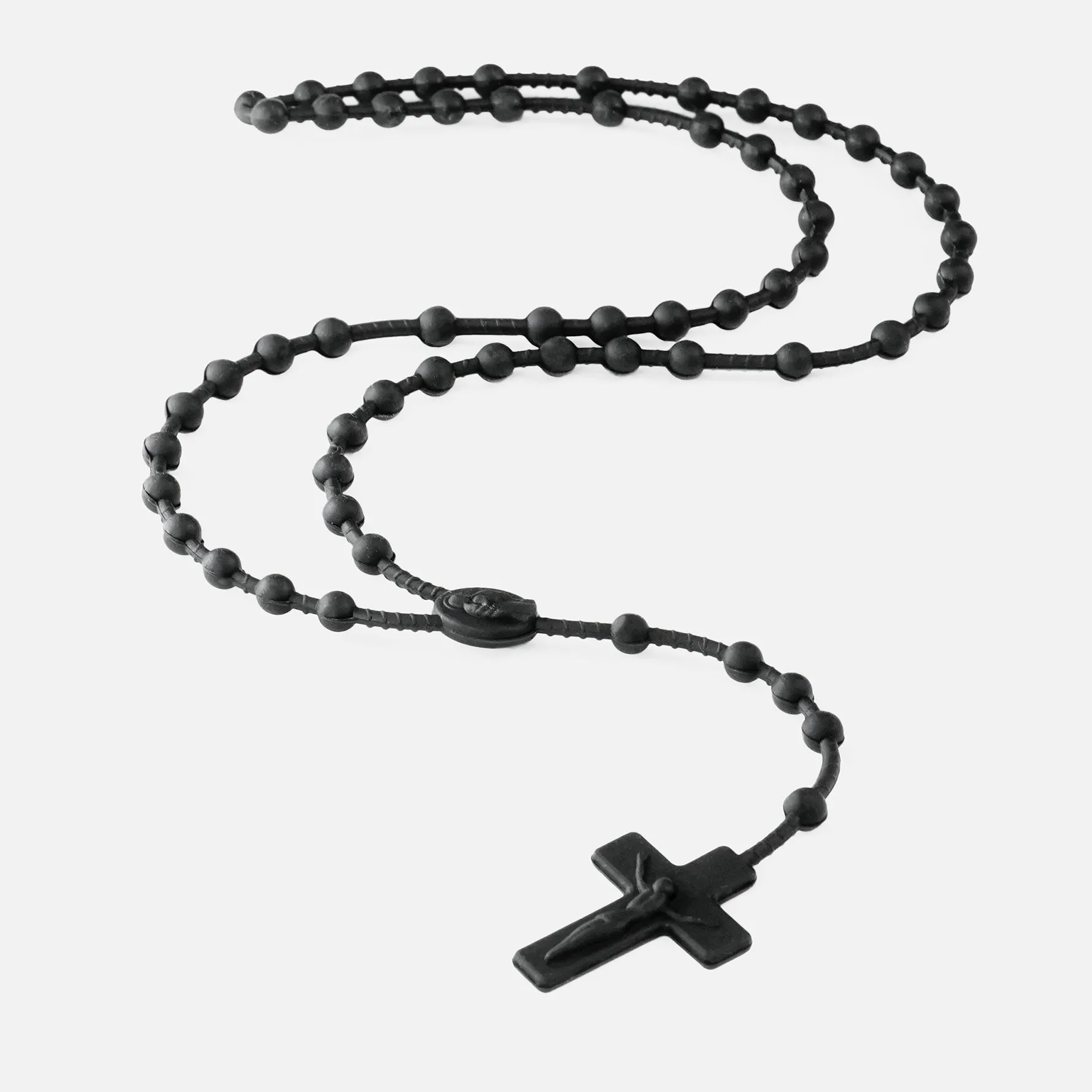 Black Rosary Cross Silicone Necklace