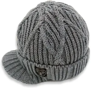 Born to Love Knuckleheads Gray Boy's Baby Visor Beanie Hat with Stripes Detail