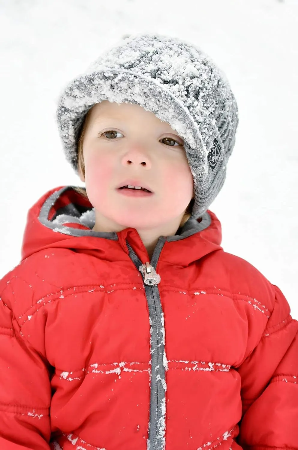 Born to Love Knuckleheads Gray Boy's Baby Visor Beanie Hat with Stripes Detail