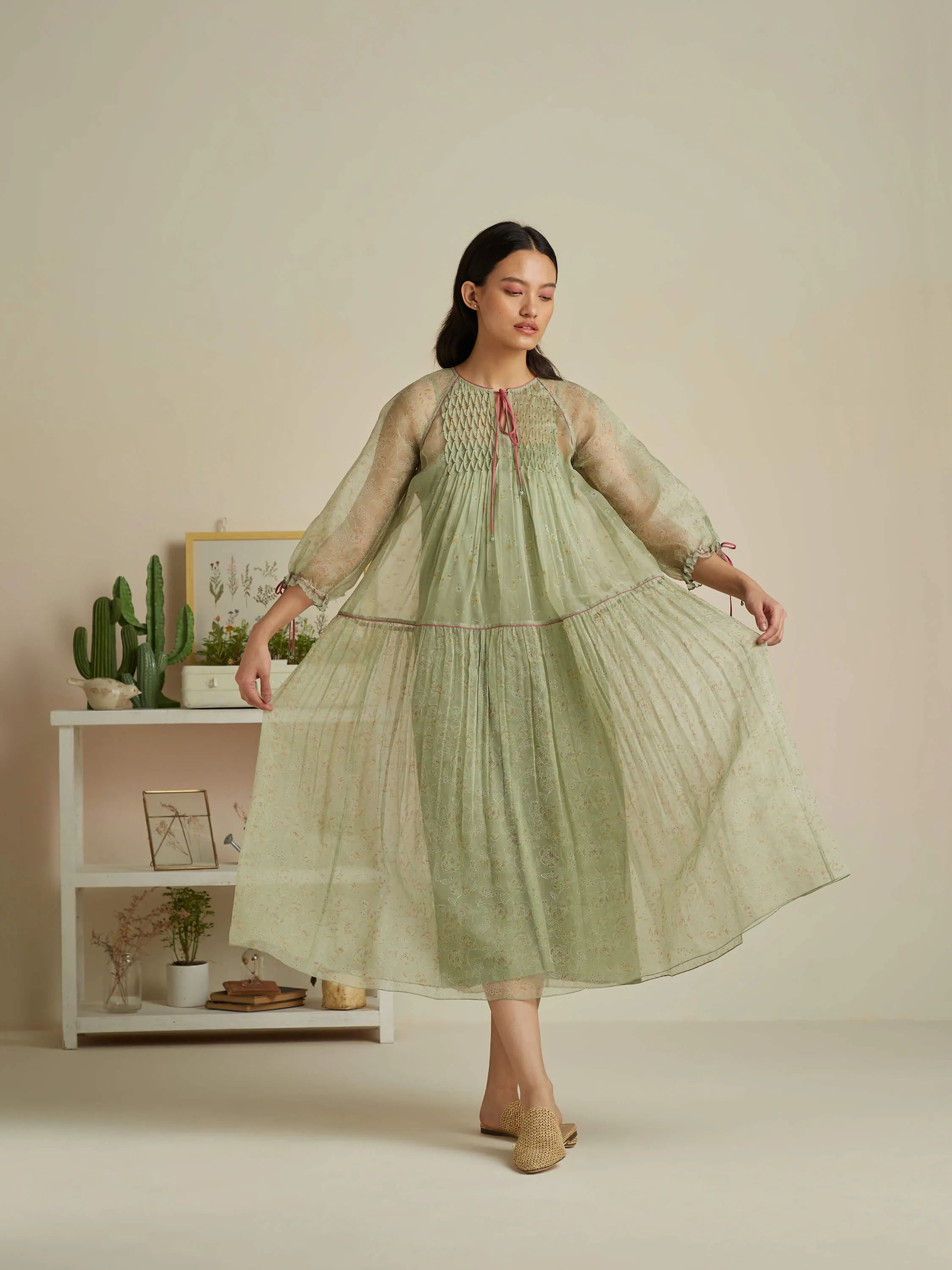 Calla Flounce Organza Dress