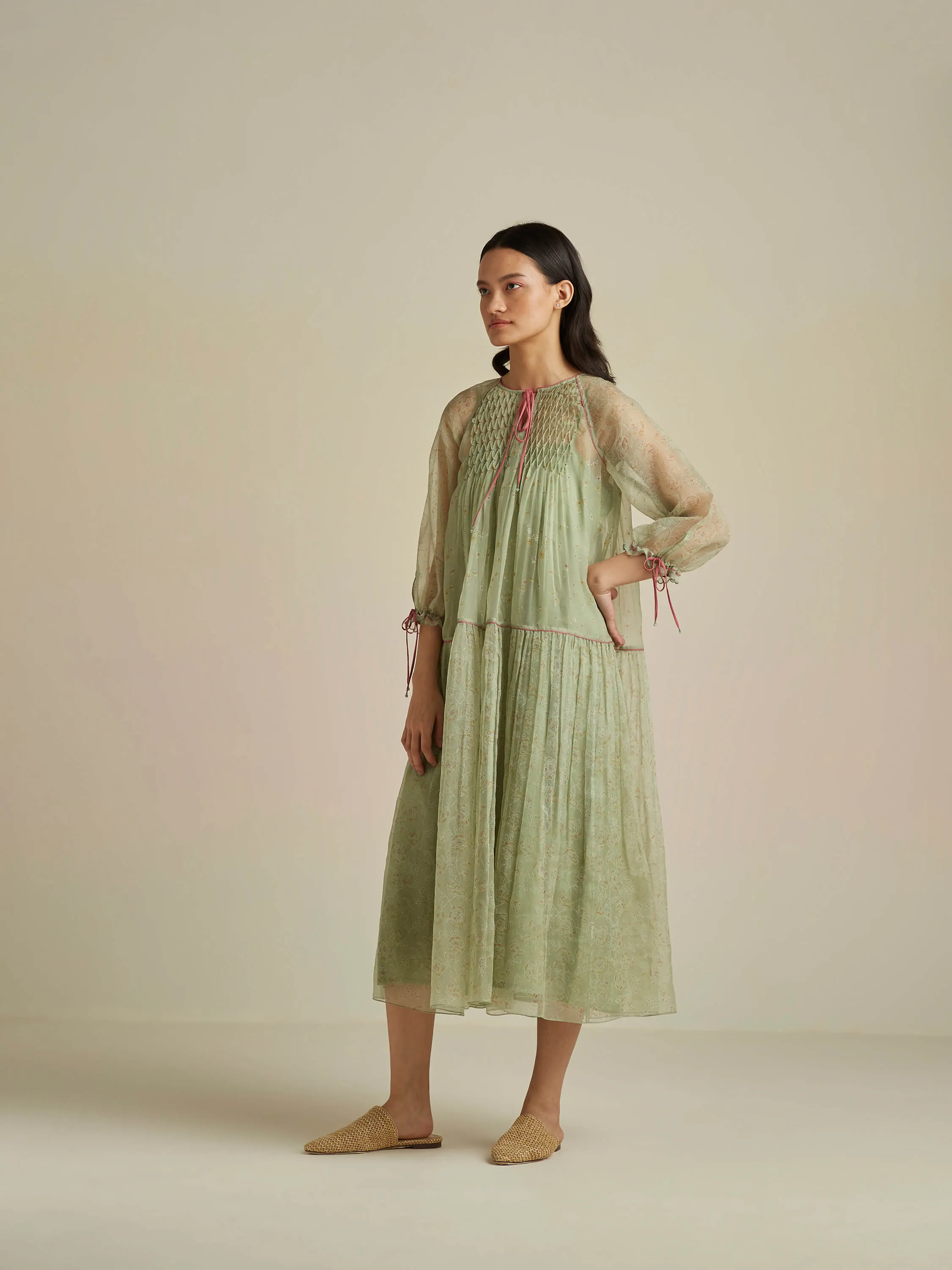 Calla Flounce Organza Dress