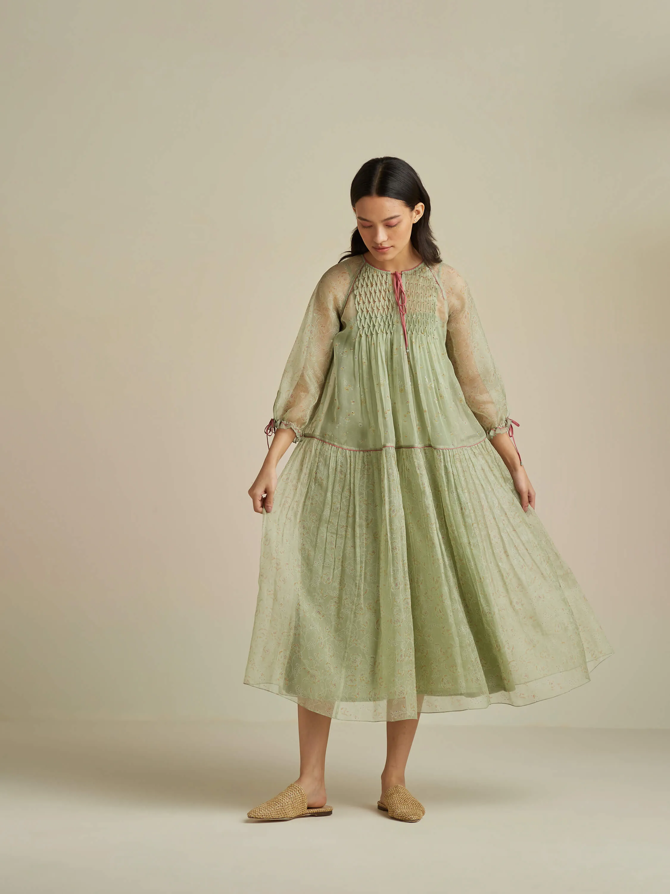 Calla Flounce Organza Dress