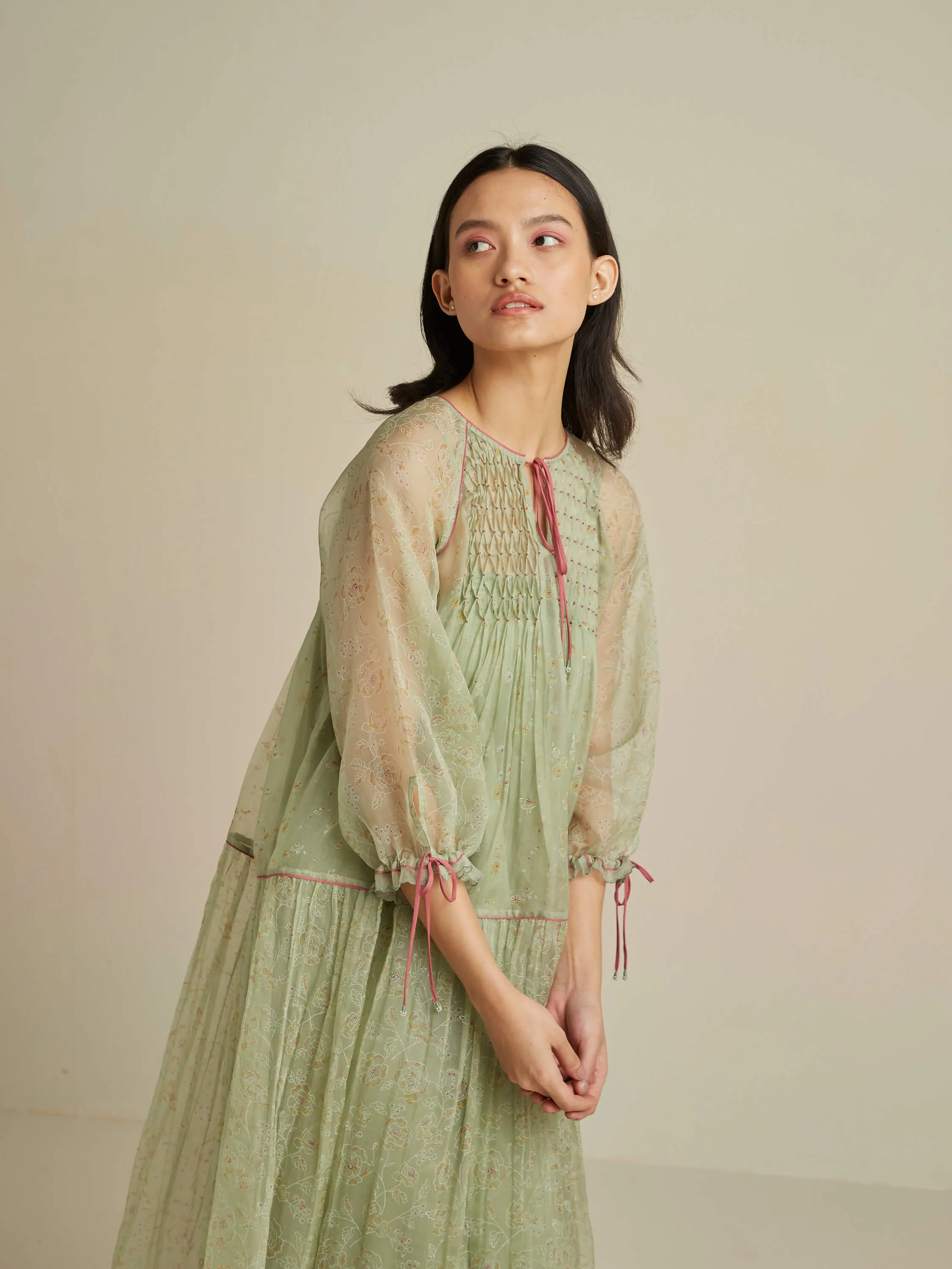 Calla Flounce Organza Dress