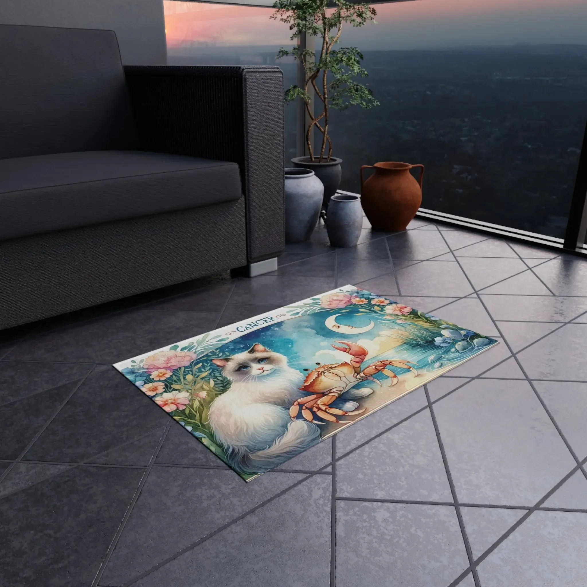 Cancer Zodiac - Cat Lover - Indoor/Outdoor Rug