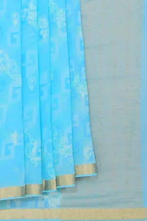 Chiffon Sky Blue Saree