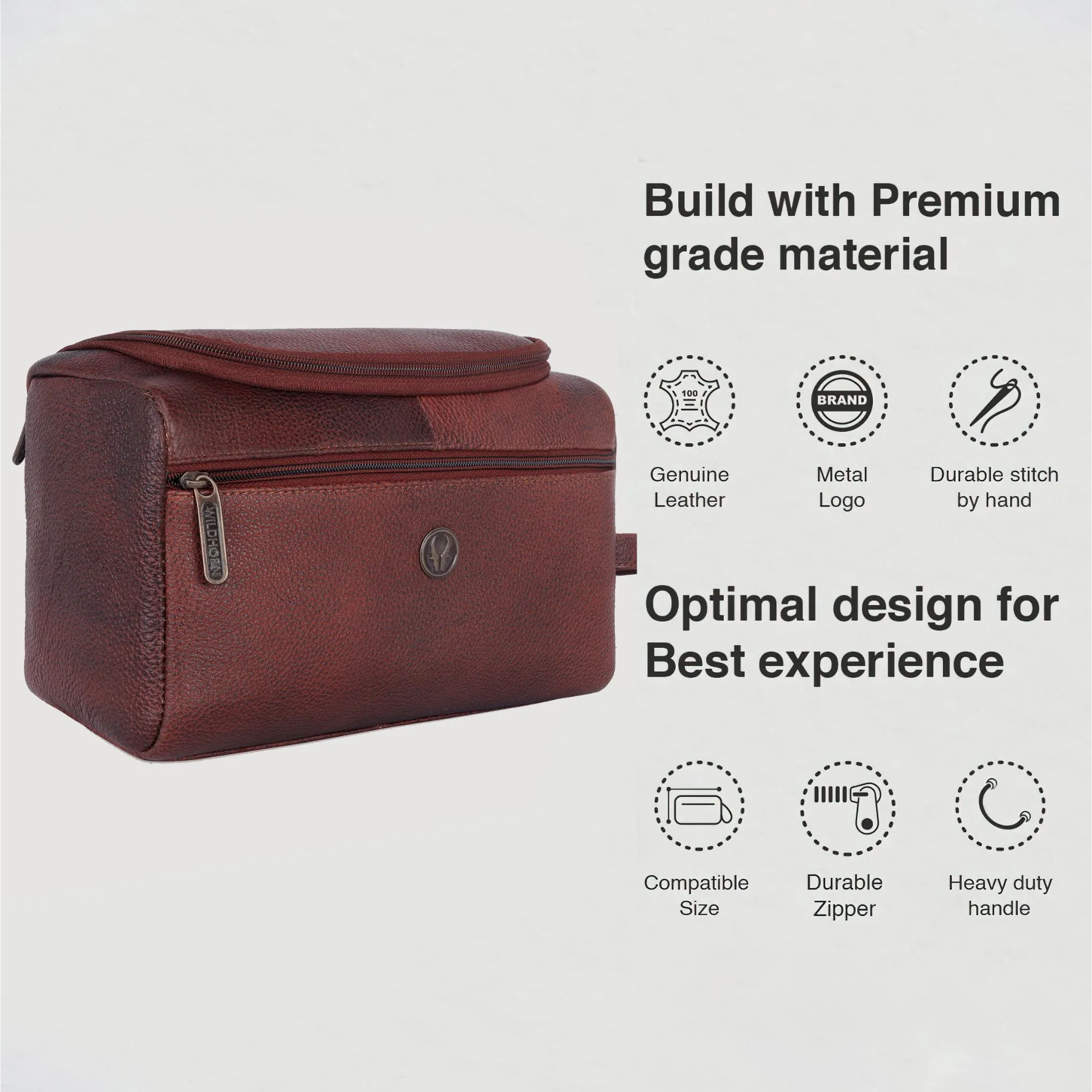 DELTA Leather Toiletry Bag For Men & Women