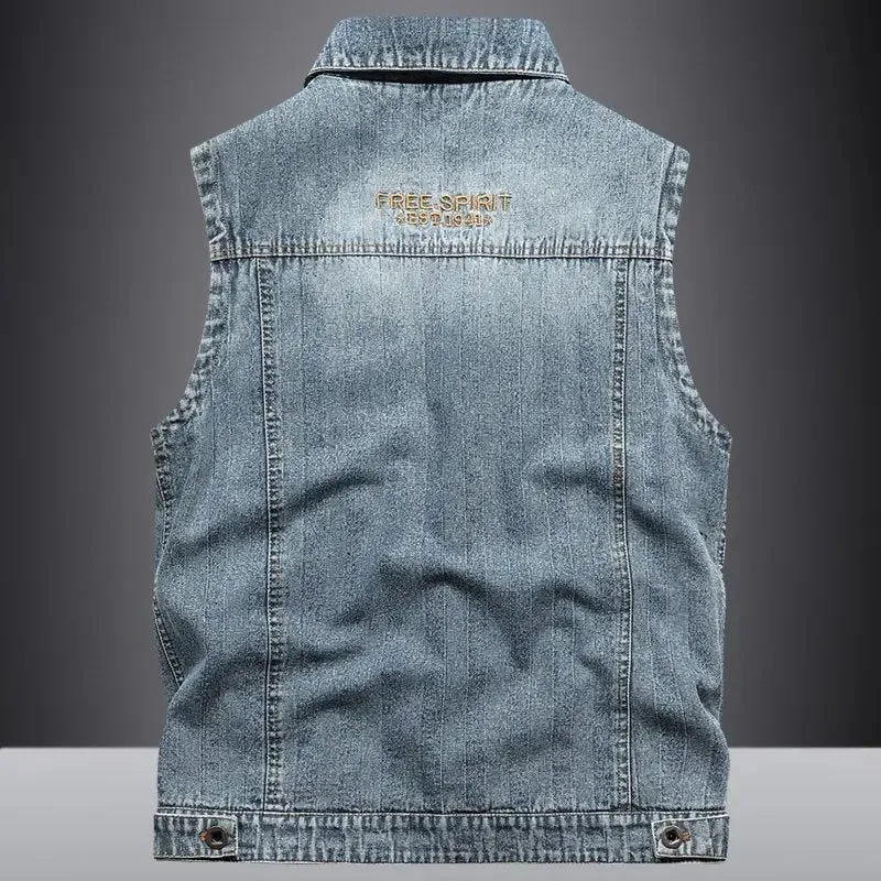 Denim Multiple Pockets Vest