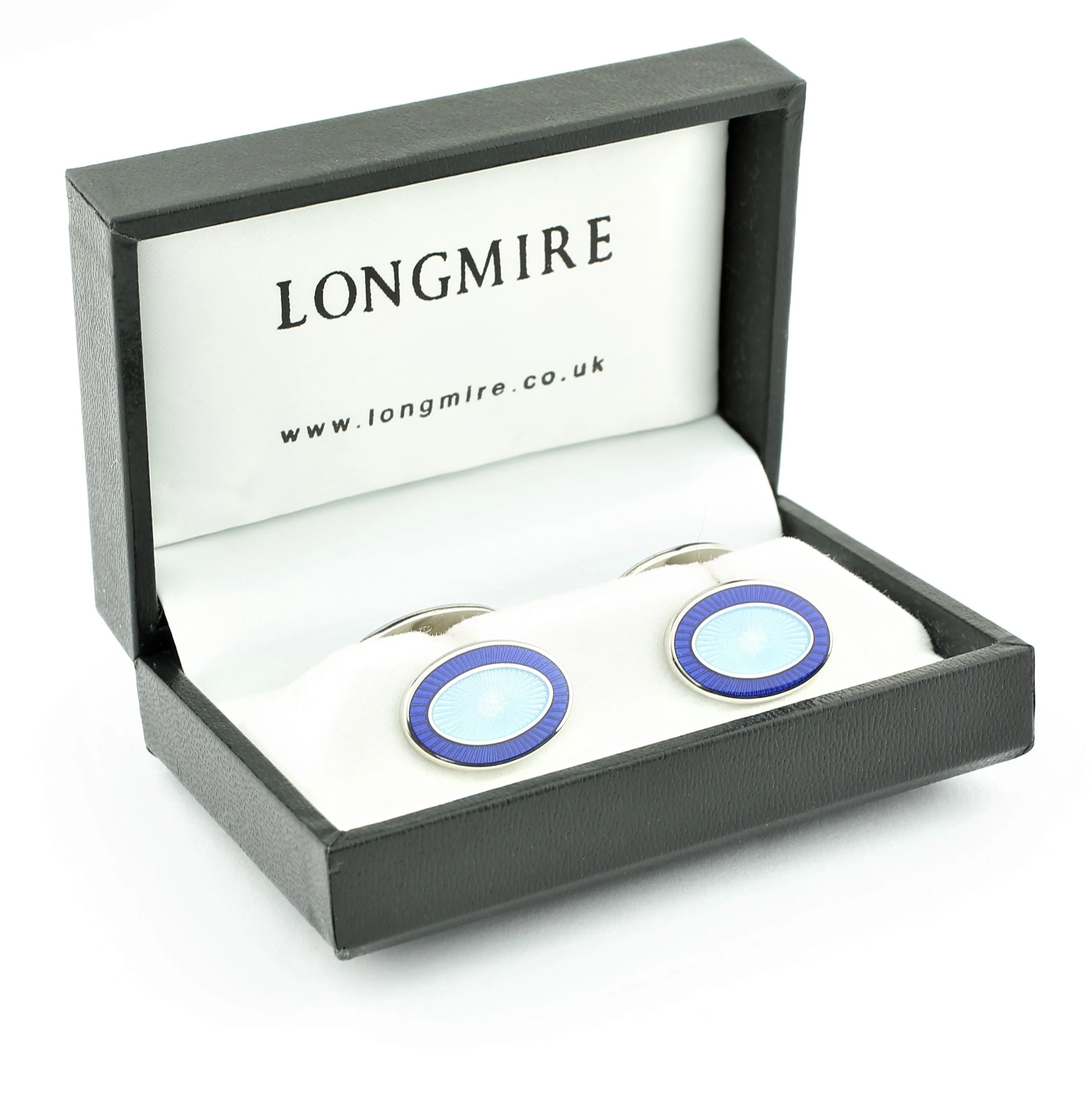 double oval blue/light blue sterling silver cufflinks