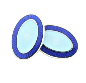 double oval blue/light blue sterling silver cufflinks