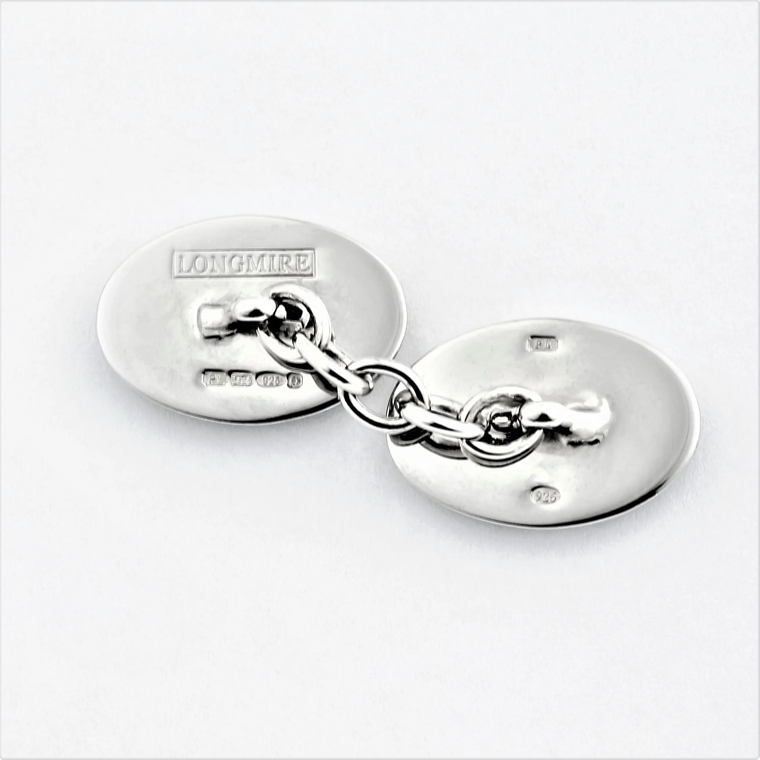 double oval blue/light blue sterling silver cufflinks