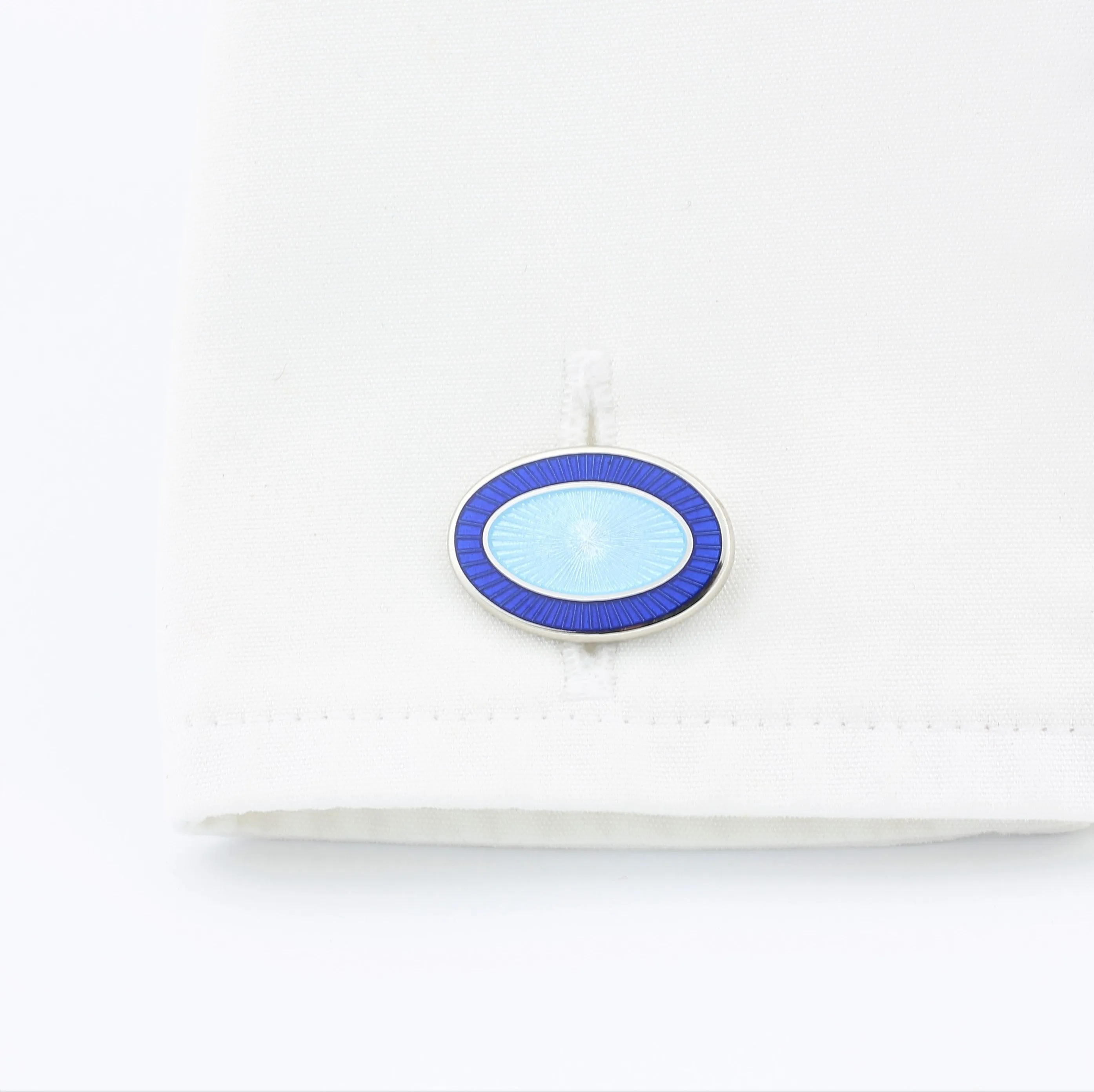 double oval blue/light blue sterling silver cufflinks