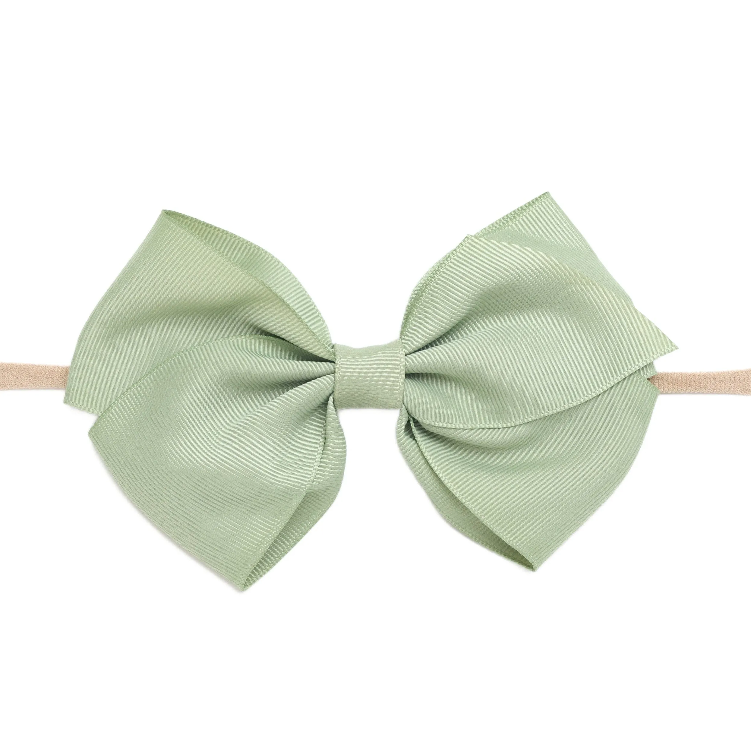 Ella Grosgrain Bow Nylon Headband - Sage