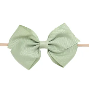 Ella Grosgrain Bow Nylon Headband - Sage