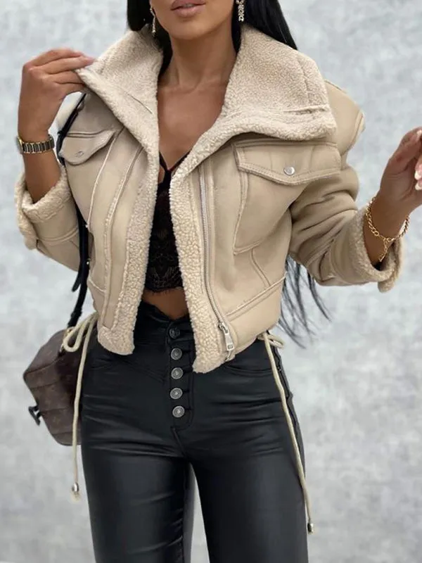 Faux Leather Teddy Bear Bomber Jacket