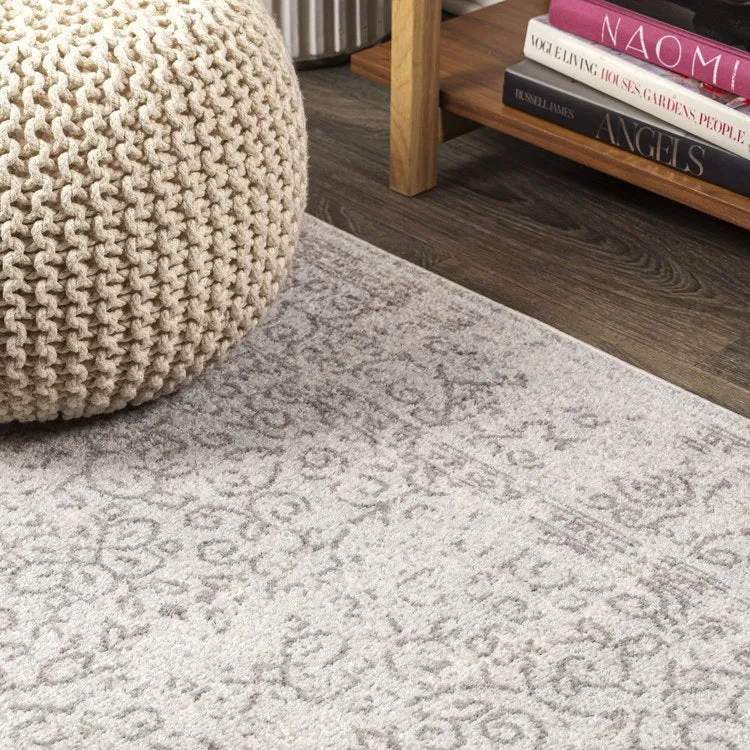 Ferro Filigree Modern 90"L x 63"W Area Rug - Gray/Dark Gray