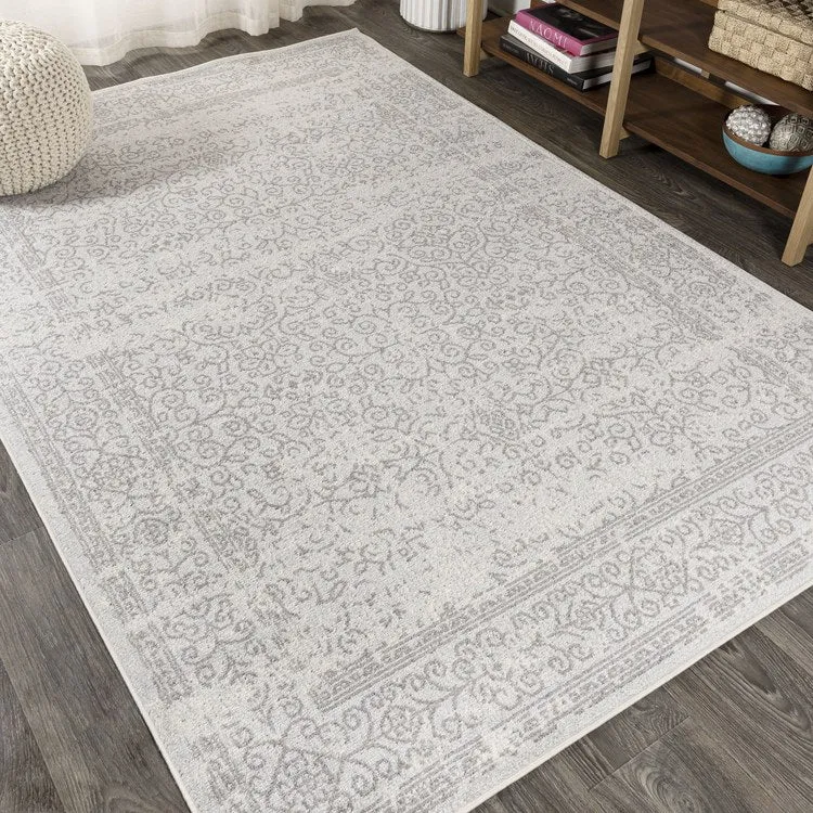 Ferro Filigree Modern 90"L x 63"W Area Rug - Gray/Dark Gray
