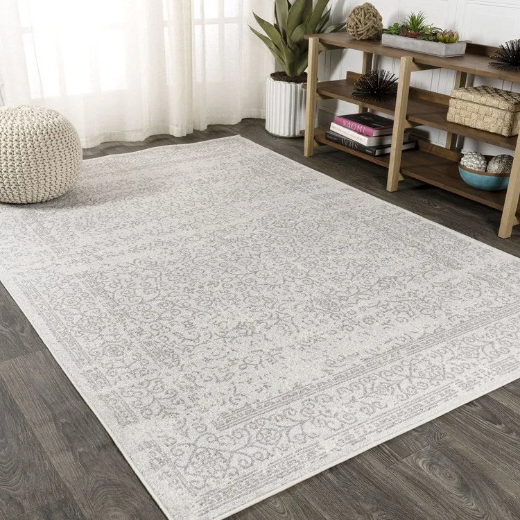 Ferro Filigree Modern 90"L x 63"W Area Rug - Gray/Dark Gray