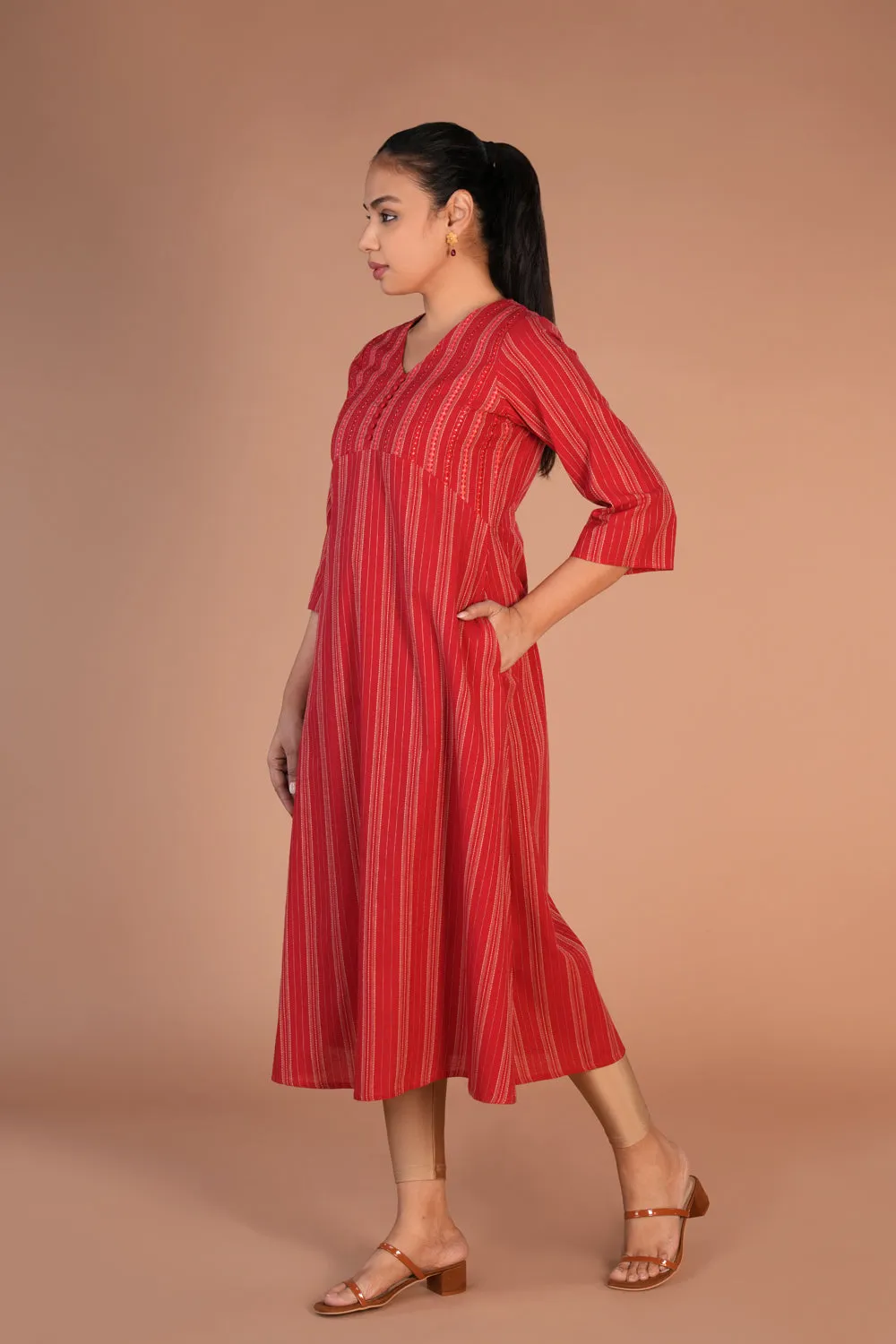 Fiesty Red cotton Kurti
