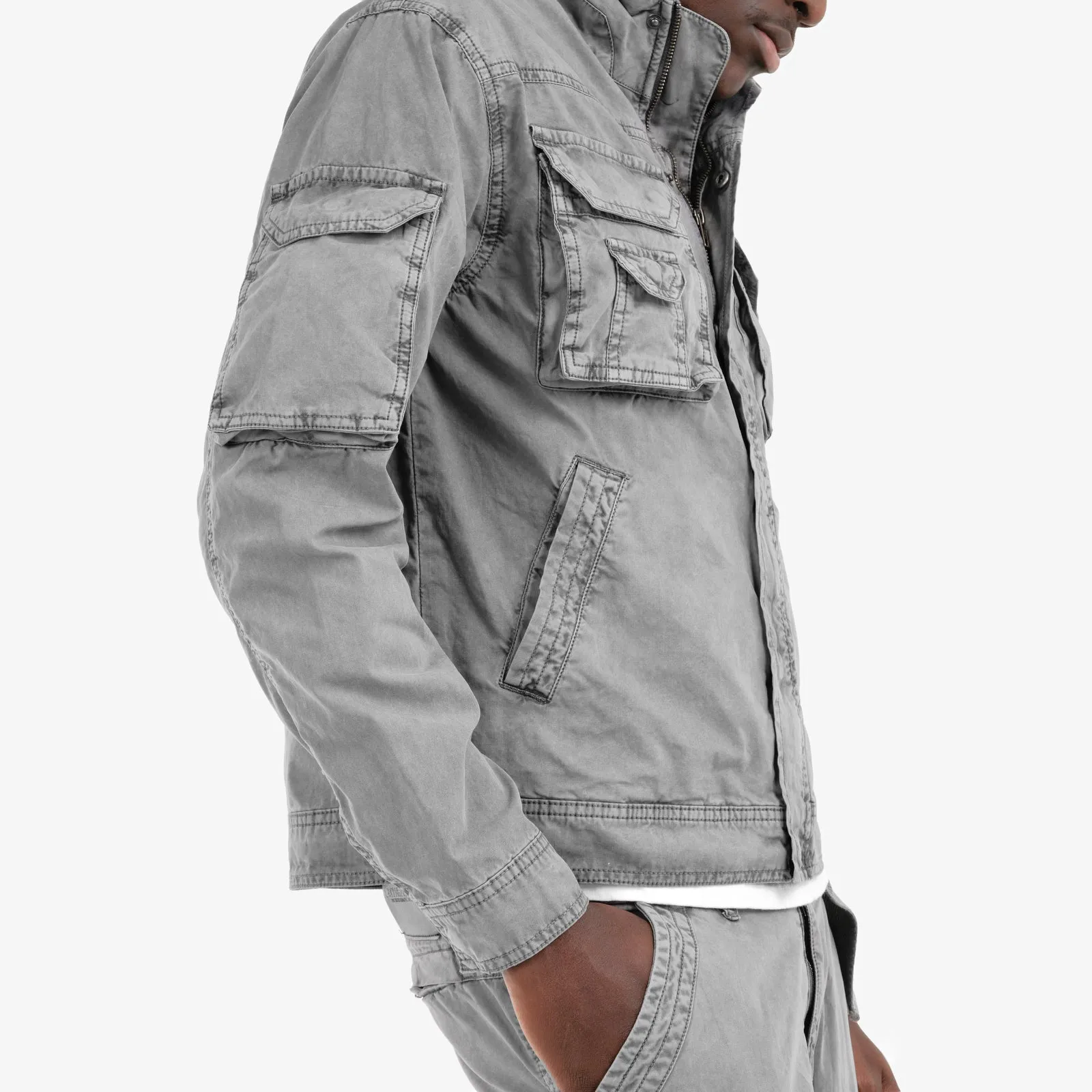 GRAY CARGO JACKET