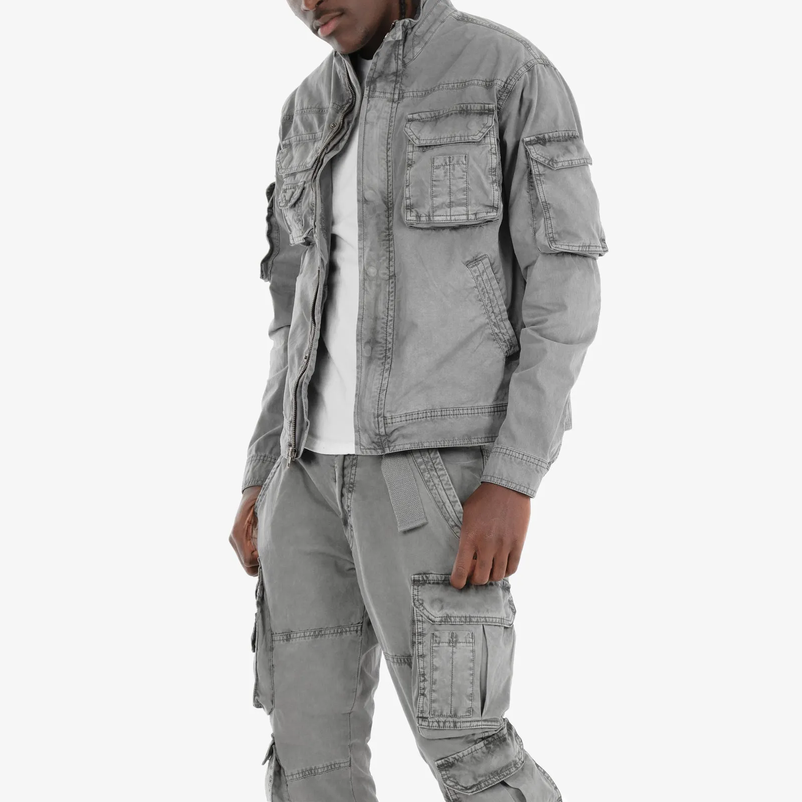GRAY CARGO JACKET