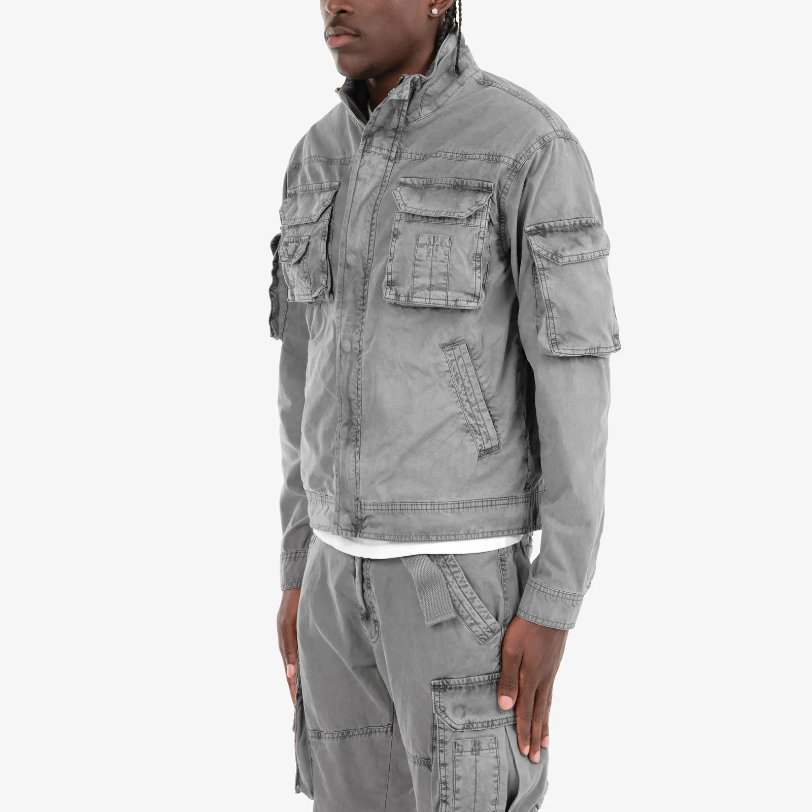 GRAY CARGO JACKET