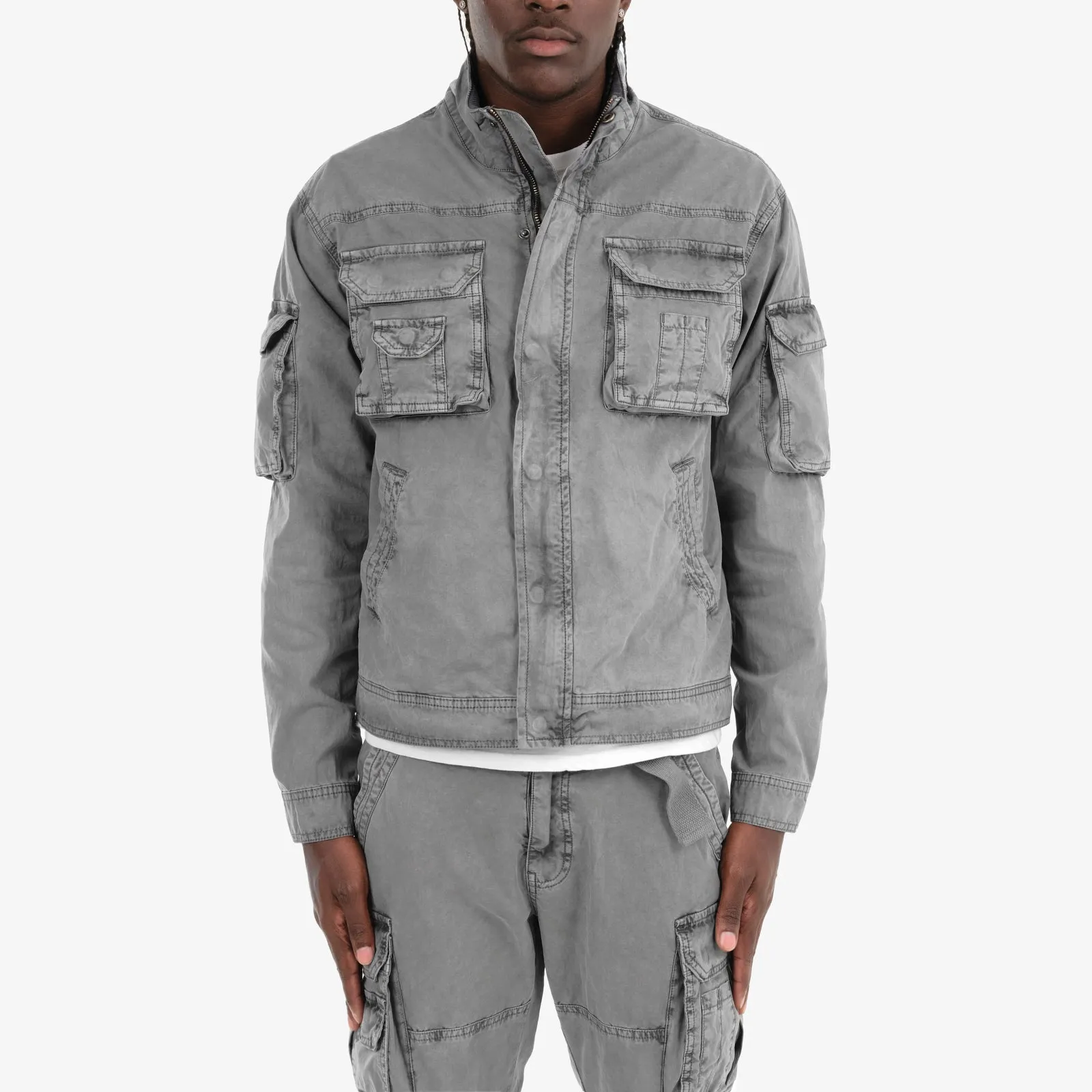 GRAY CARGO JACKET