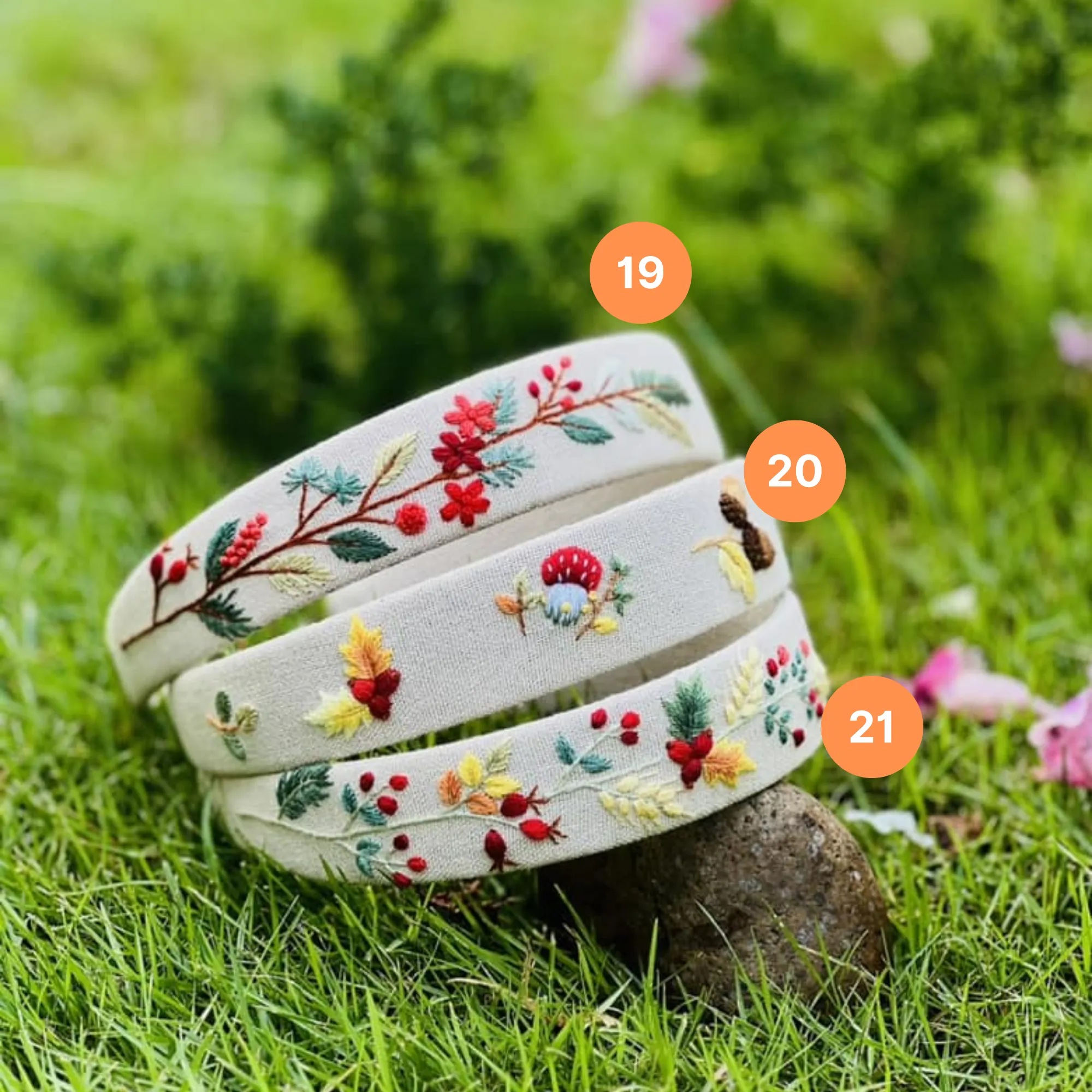 Hand Floral Embroidered Headband, Embroidered Hairband, Daisy Hairband, Women headband