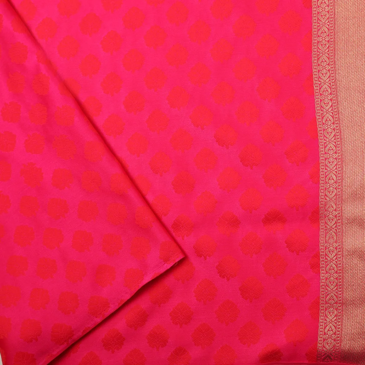 Handwoven Cherry Red Banarasi Silk Sari - WIISHNIKARIDNAM0088