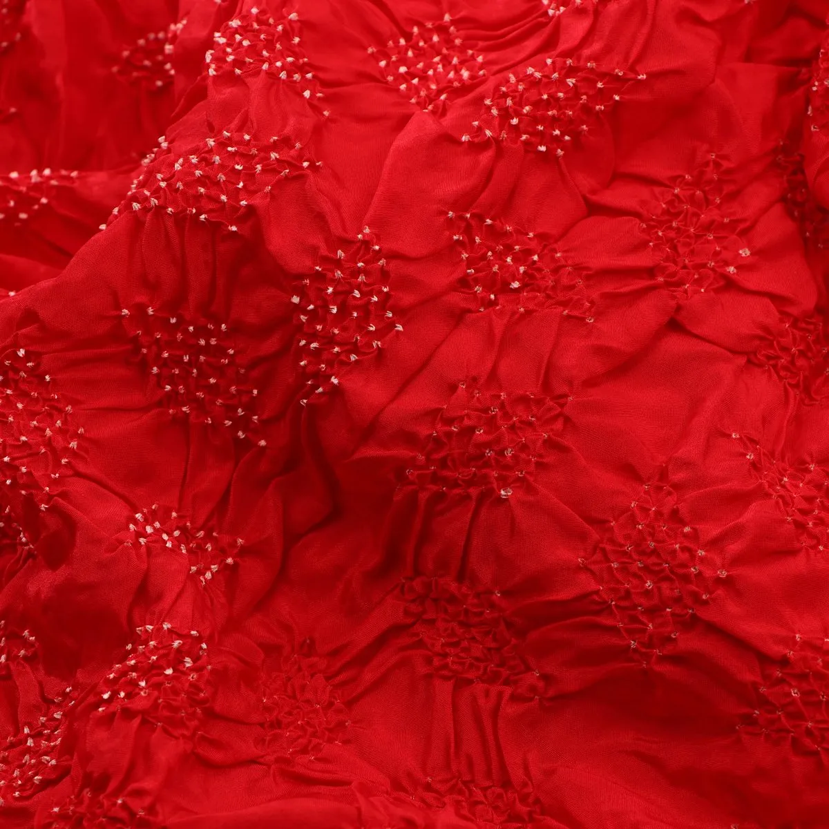 Handwoven Tomato Red Bandhani Habutai Silk Sari - WIIAJB268 121(2)